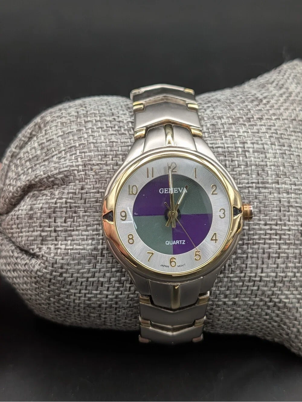 Vintage Y2K Geneva Watch Colorblock Purple Green Quartz Japan Movt Not Tested